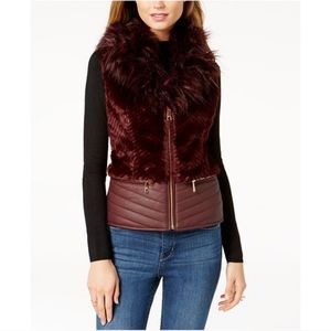 Guess Piper Burgundy Faux Fur Vest